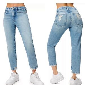 Good American Good High Rise Cropped Girlfriend Jeans. Size 12/31